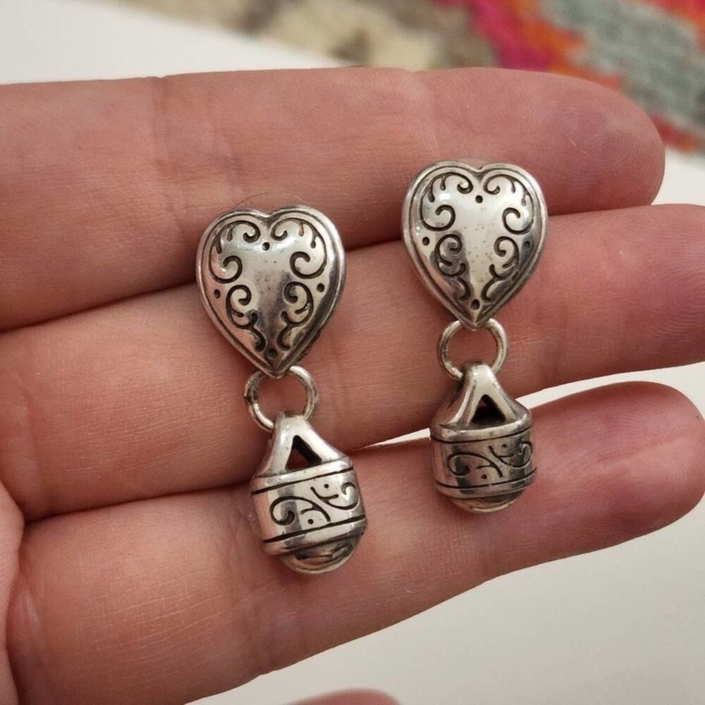 Brighton vintage scrolled heart dangle earrings